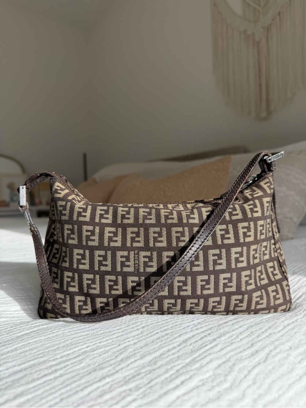 Vintage Fendi Zucca Zucchino Baguette Shoulder Bag, Authentic w/ COA - Picture 11 of 14